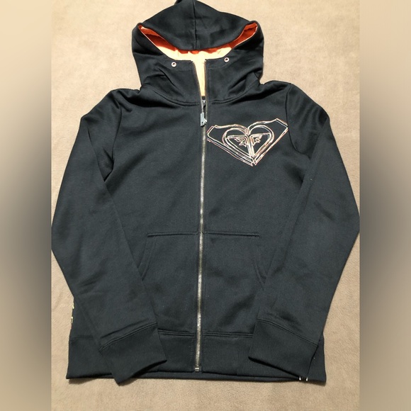 Roxy zip front hoodie. Size small. Black / multi coloured logo - Picture 1 of 9